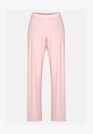 Pantaloni rosa chiaro a gamba larga realizzati in tessuto morbido con una texture liscia e una comoda vita elasticizzata per facilità di indosso.