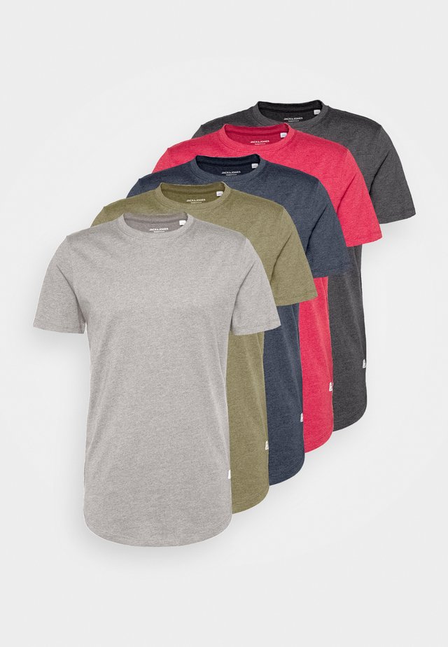 ENOA TEE CREW NECK MELANGE 5 PACK - T-shirt basic - olive night/olive/navy/rio