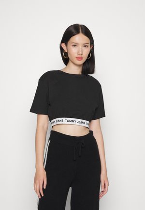 CROP LOGO WAISTBAND - T-shirts med print - black
