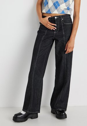 WIDE FRONT SEAM - Jeans relaxed fit - black rinse