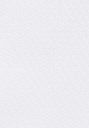 Teksturowana biała tkanina z subtelnym geometrycznym wzorem, charakteryzująca się drobnym, tkanym wyglądem oraz równomiernym matowym wykończeniem.