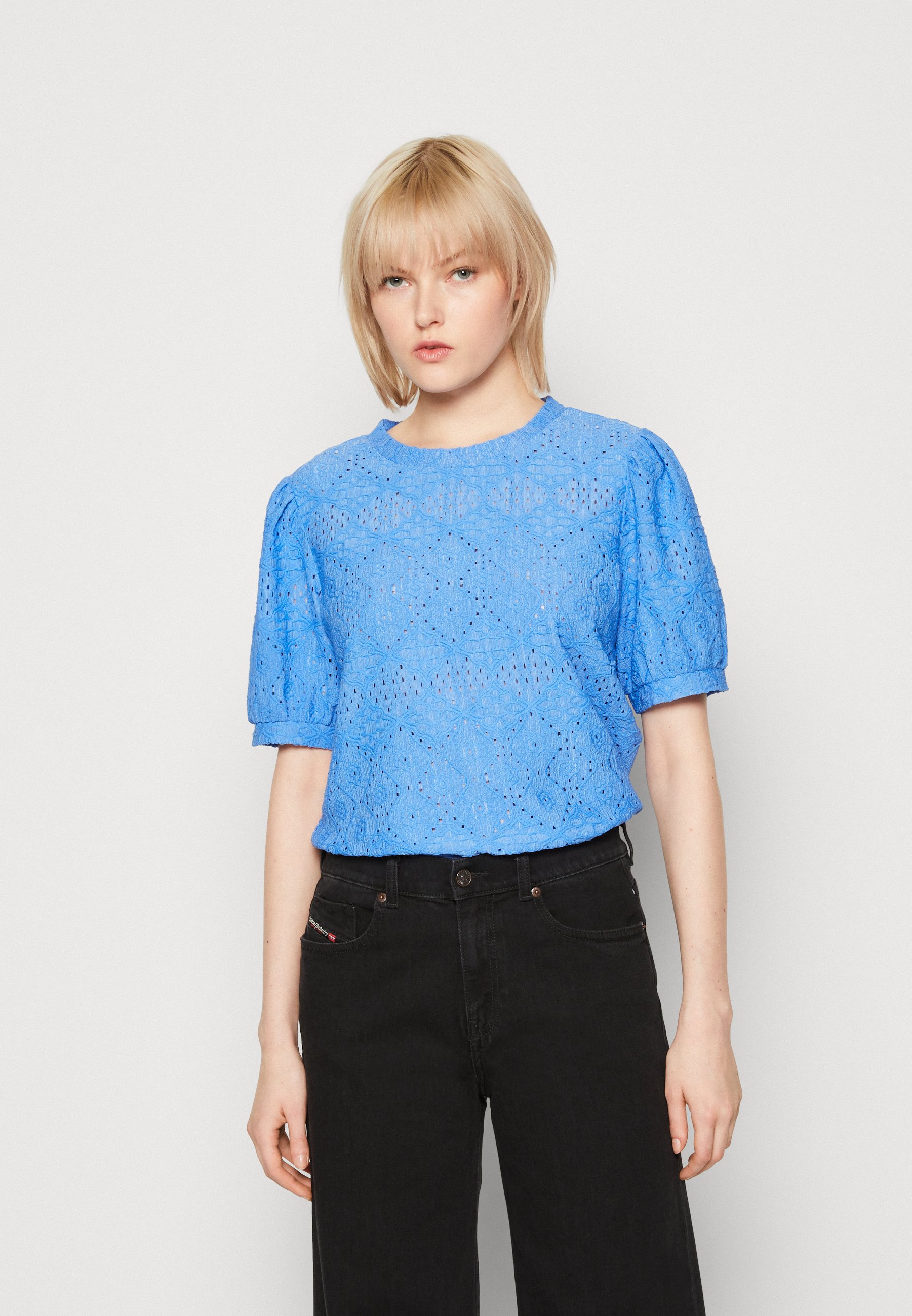 OBJECT Objfeodora Marika Camicia Donna Lunga - Colletto Alto, Scollo A V, Maniche Lunghe, Elegante E Versatile - 4