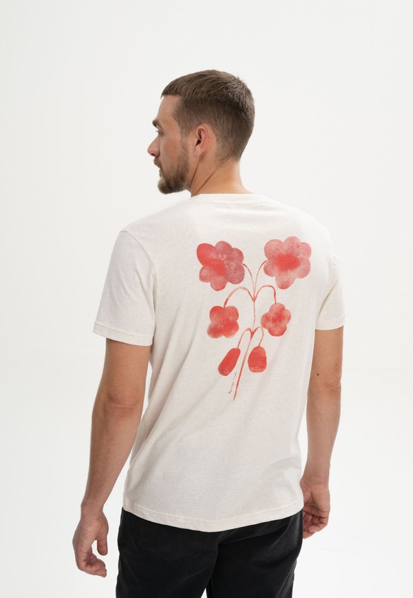 ARTIST EDITION KAJA - T-Shirt print - cream melange botanical print rot