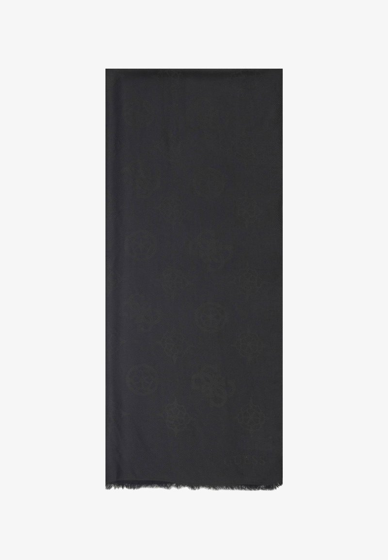 Fekete sál, finoman domború mintázattal. Az egyik végén frizura található. Anyaga lágy és sima tapintású.