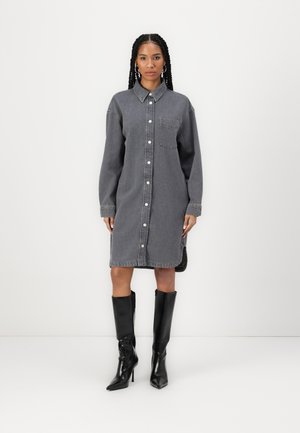 OVERSIZED FIT LONG SLEEVE DRESS - Denim dress - medium grey