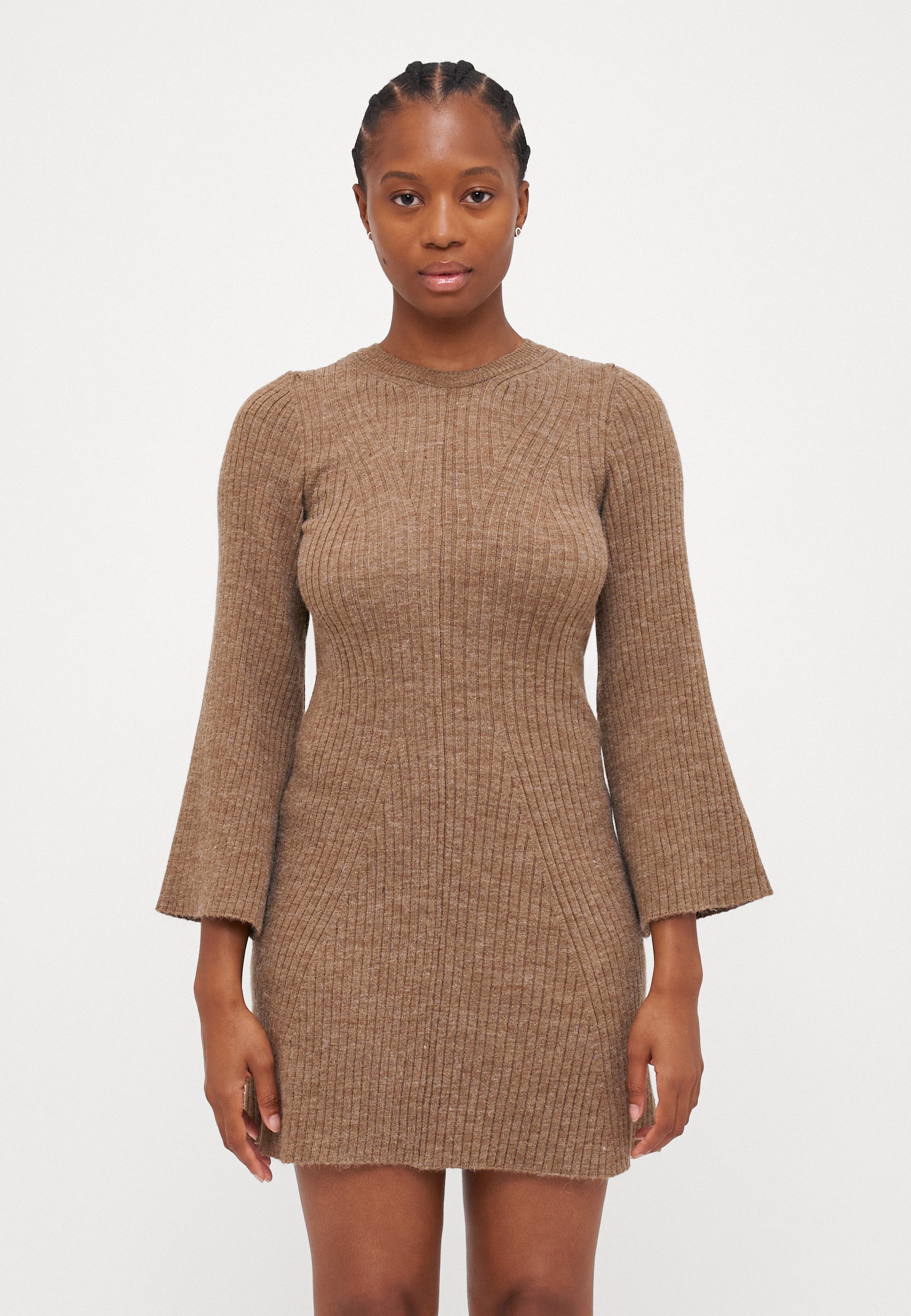 ONLY Petite ONLMONICA O NECK DRESS - Jumper dress - malt ball/mottled beige  - Zalando.co.uk