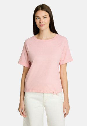 TOM TAILOR, T-SHIRT MIT KORDELZUG UND STREIFEN - Basic T-shirt - pink white structure stripe
