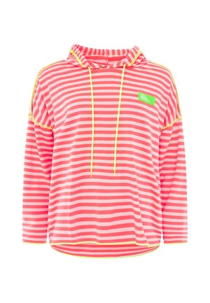 Zwillingsherz, HOODIE BW NEON STREIFEN & PATCH - Kapuzenpullover - neonpink
