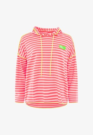 Zwillingsherz, HOODIE BW NEON STREIFEN & PATCH - Kapuzenpullover - neonpink