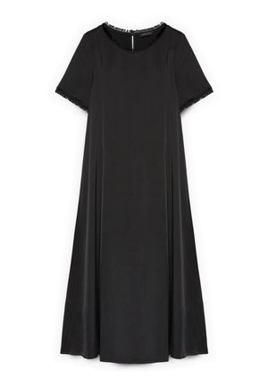 Fiorella Rubino, VESTITO LINEA AD A CON DETTAGLI SFRANGIATI - Vestito casual - nero