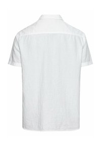 Hvid kortærmet skjorte i hør med klassisk krave, lige snit og subtil struktur. Har et rent, minimalistisk design.