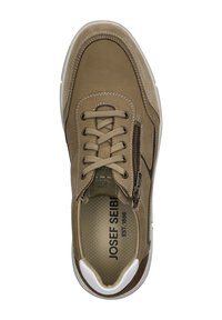 Braune Schnürsneaker mit strukturiertem Obermaterial, seitlichem Reißverschluss und gepolstertem Knöchelbereich. Verfügt über eine perforierte Innensohle und eine weiße Gummisohle.