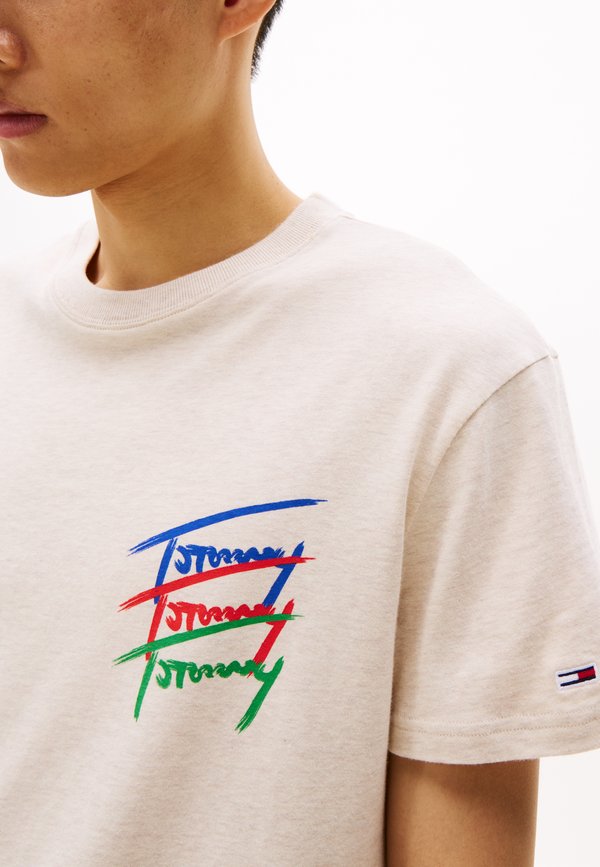 REG TWISTED SIGNTR EXT - Print T-shirt - oat marl htr2