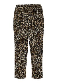 Luipaardprint broeken met een elastische tailleband, in een mix van tan, zwart en crème kleuren. Zachte textuur en taperende pasvorm.