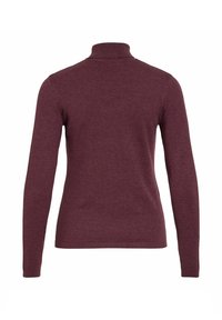 Pull à col roulé bordeaux à manches longues, vu de dos sur fond blanc.