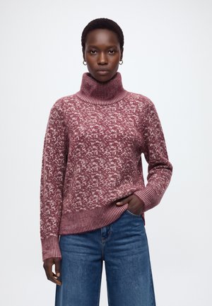 Selected, SLWLULU DUO KNIT HIGH NECK  - Pullover - tawny port / birch