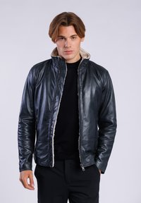 Freaky Nation Leather jacket - black beige