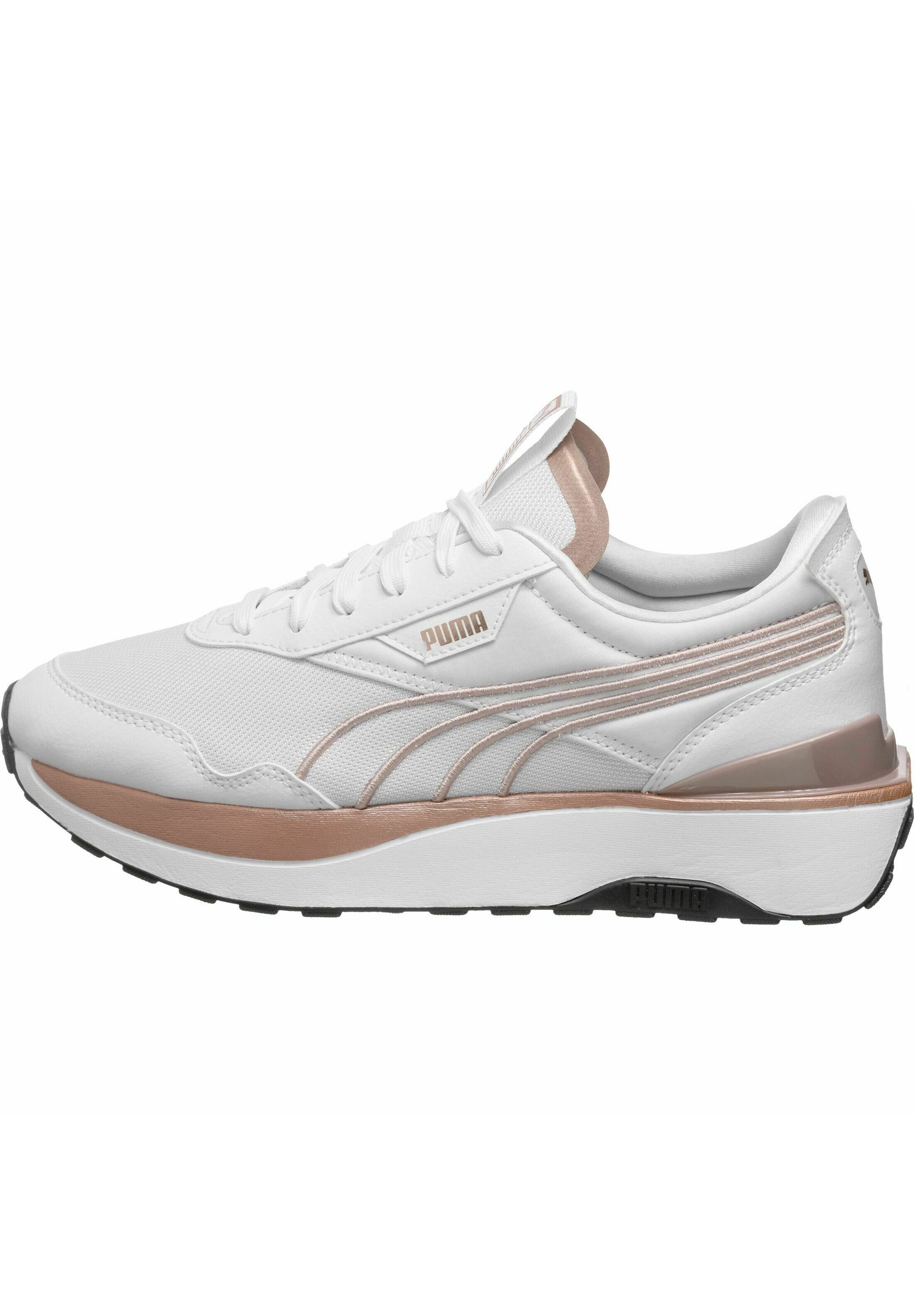 puma cruise rider metal trainers in white and rose gold
