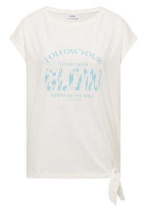 Cecil, DROPPED SHOULDER SHIRT MIT KNOTENDETAIL - T-shirt con stampa - vanilla white