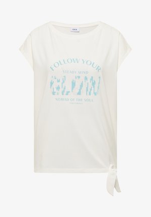 Cecil, DROPPED SHOULDER SHIRT MIT KNOTENDETAIL - T-Shirt print - vanilla white