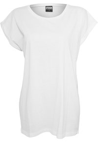 T-shirt bianco a maniche corte realizzato in cotone morbido. Vestibilità rilassata con scollo rotondo e spalle leggermente calate. Design semplice, senza motivi.