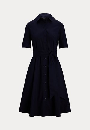 Lauren Ralph Lauren, BELTED STRETCH-COTTON-BLEND SHIRTDRESS - Риза-рокля - lauren navy
