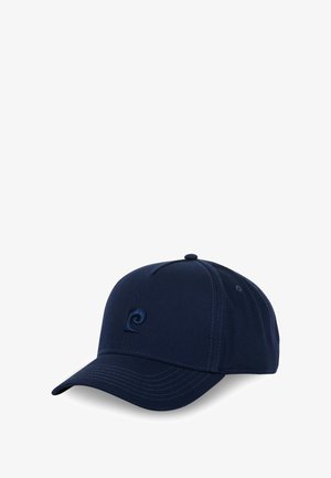 Casquette marine en mélange de coton, avec une visière courbée, un logo ton sur ton brodé à l'avant et une construction à six panneaux avec des œillets.