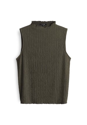 OPUS SLIM FIT CRINKLE - Top - olive leaf