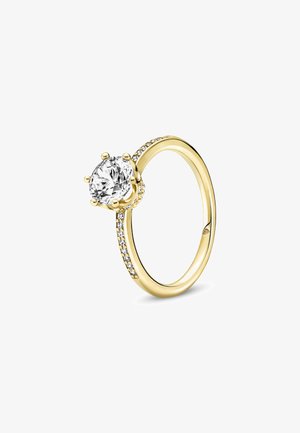 Pandora CLEAR SPARKLING CROWN SOLITAIRE - Ring - gold plated