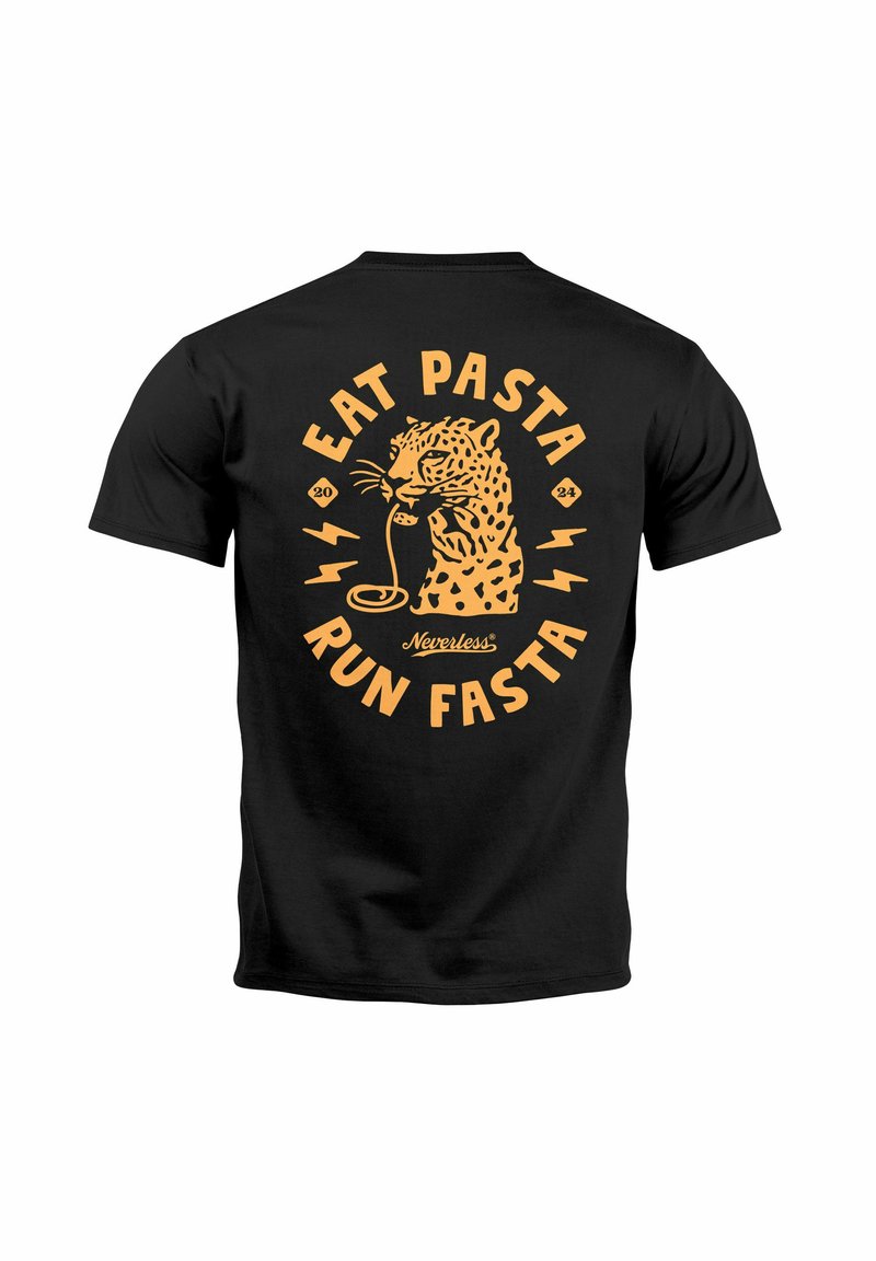 Neverless Prnt-Shrt Herren T-Shrt Backprnt Katze Rückendruck