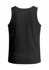 Schwarzes ärmelloses Tanktop aus glattem Stoff, mit rundem Ausschnitt und schlichtem Design, ideal für den Freizeitlook oder zum Layering.