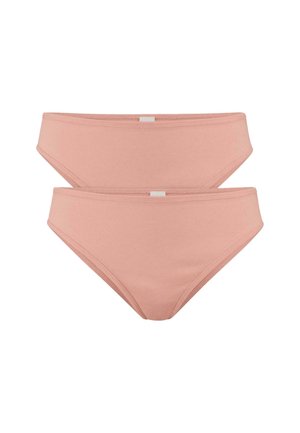 Light pink bikini briefs, made from a soft, stretchy fabric. Features a smooth finish and a curved waistband with minimal detailing.