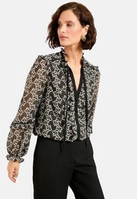 Love & Roses PETITE FIT - PRINTED TIE NECK DETAIL LONG SLEEVE - Blūze - black