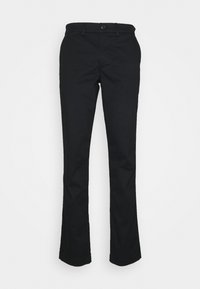 Pantalon flare noir en tissu lisse et résistant. Ils disposent d'une fermeture par bouton et de passants pour ceinture pour un ajustement optimal.