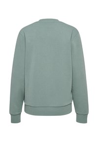 Ljusgrön ribbad sweatshirt med rund halsringning och långa ärmar, med en rak fåll och textil med struktur.