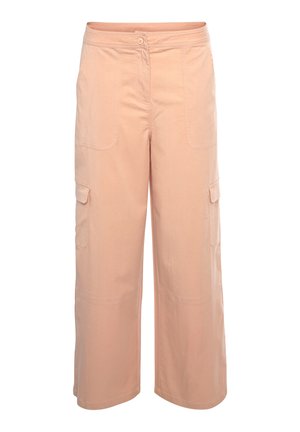 Licht perzikkleurige cargobroek, gemaakt van zachte stof, met een losse pasvorm, twee zijzakken en twee cargozakken op de dijen.