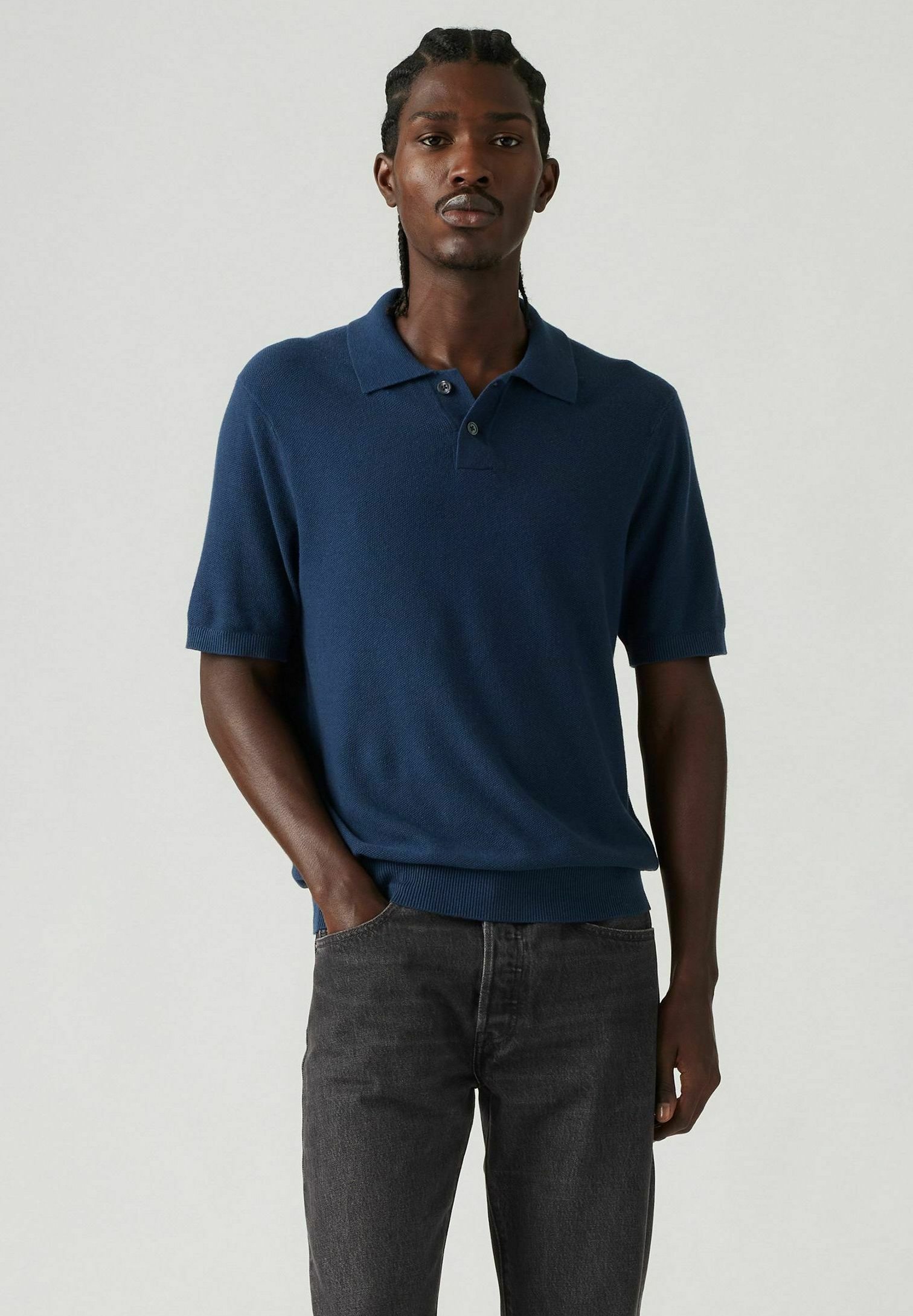 Levi's® SWEATER KNIT POLO - Polo shirt - linen seed stitch/dark