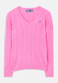 CABLE-KNIT WOOL-CASHMERE V-NECK JUMPER  - Džemperis - pink