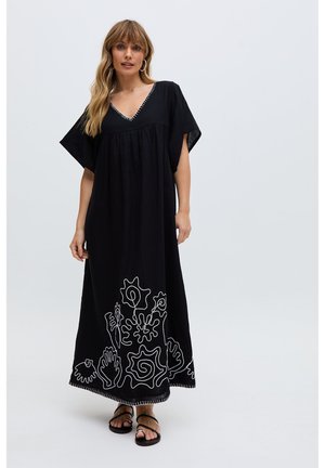 Raffya, CANDY TABARD EMBROIDERED HEM - Maxikleid - black