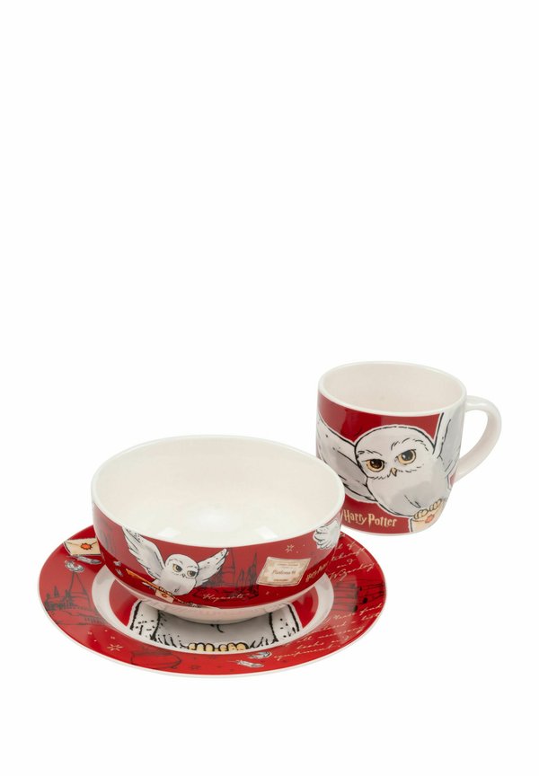 HARRY POTTER FRÜHSTÜCKSSET HEDWIG EULE - Kinder Geschirrset - rot