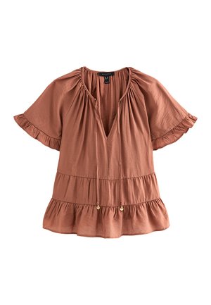 New Look, LIGHT   TIE NECK TOP - Blouse - light brown