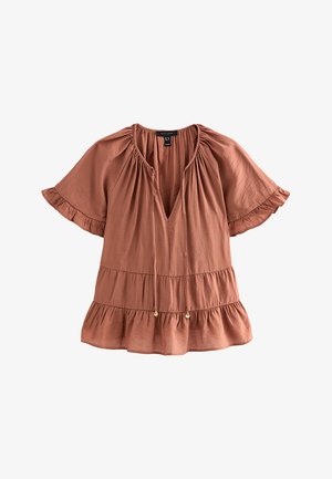 New Look, LIGHT TIE NECK TOP - Pusero - light brown