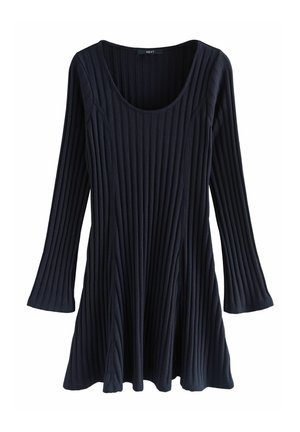 MINI LONG SLEEVE SCOOP NECK - Stickad klänning - navy blue