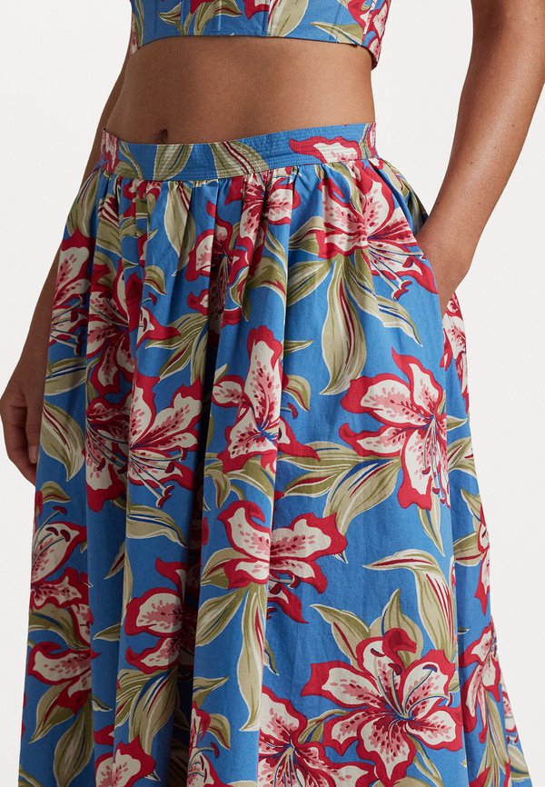 PARTED COTTON POPLIN KNEE FULL - A-line skirt - royal3