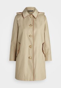 Lauren Ralph Lauren Petite FAUX-LEATHER-TRIM HOODED COAT - Parka - birch tan