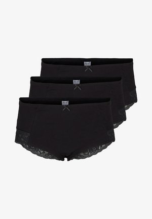 Zwarte katoenen boxershorts met kant aan de benen en een decoratieve strik op de tailleband. Set van drie, met een gladde textuur en een aansluitend ontwerp.