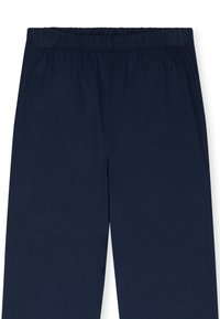 Nachtblaues Baumwollhose mit elastischem Bund. Glatte Textur ohne sichtbare Muster oder Akzente. Gerades Bein Design, einfach und funktional.