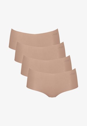 Viererpack nahtloser Unterwäsche in Nude. Hergestellt aus weichem, dehnbarem Stoff mit glatter Oberfläche. Mit einem Logo am Bund.