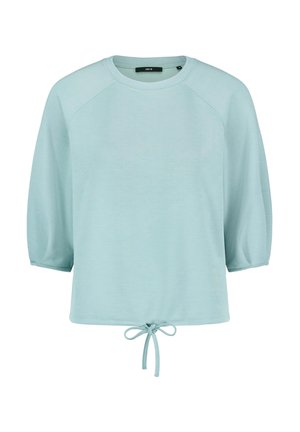 Lyseblå, langærmet croppet sweatshirt med rund hals og justerbar snor i kanten.