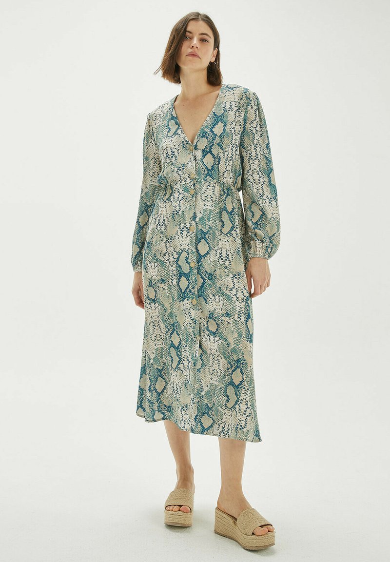 System Action SNAKE PRINT MIDI - Vestido camisero - blue/azul - Zalando.es